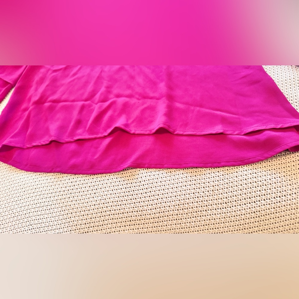 VIOLET + CLAIRE Hot Pink Ruffle Sleeve Blouse Fuchsia Top - Picture 4 of 12